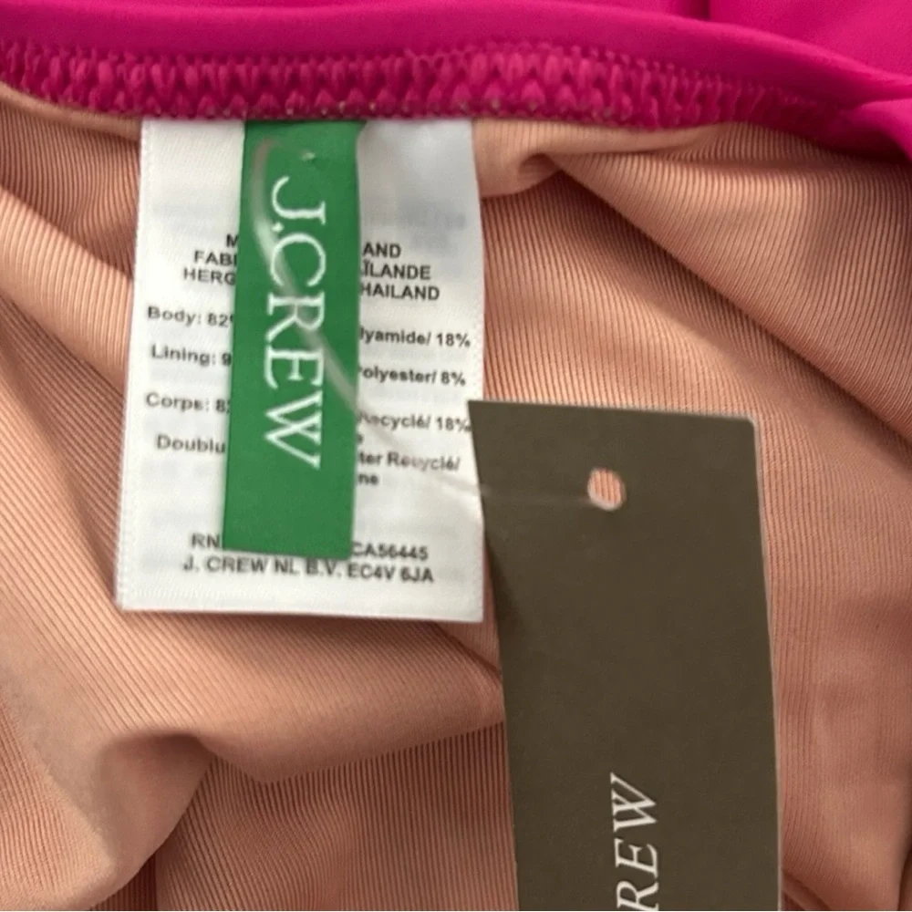 NWT J. Crew Vibrant Pink Ruched V-Neck One-Piece Swimsuit